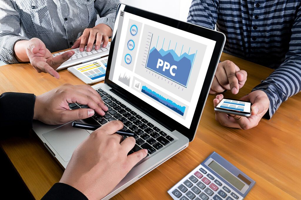 Services -PPC - Pay Per Click concept Businessman working concept